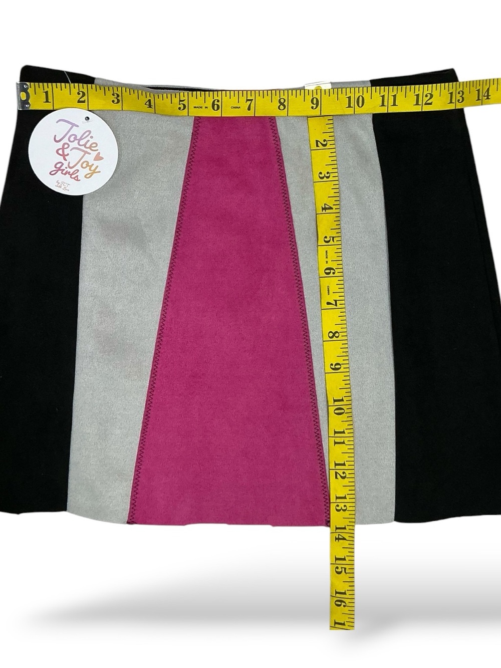 Jolie & Joy Faux Suede MiniSkirt Colorblock Black Pink Gray Girls M 10/12 NEW - Picture 11 of 16